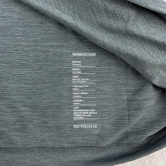 Ten Thousand Versatile Shirt Mens S Long Sleeve Heather Gray Mesh Training Crew - Picture 5 of 10